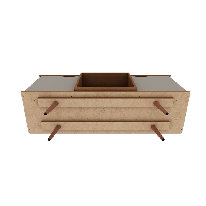 Manhattan Comfort Hampton 53.54\" TV Stand with 4 Shelves & Solid Wood Legs - Off White