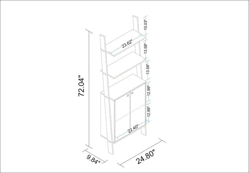 Manhattan Comfort Cooper Ladder Display Accent Cabinet with 2 Floating Shelves - White