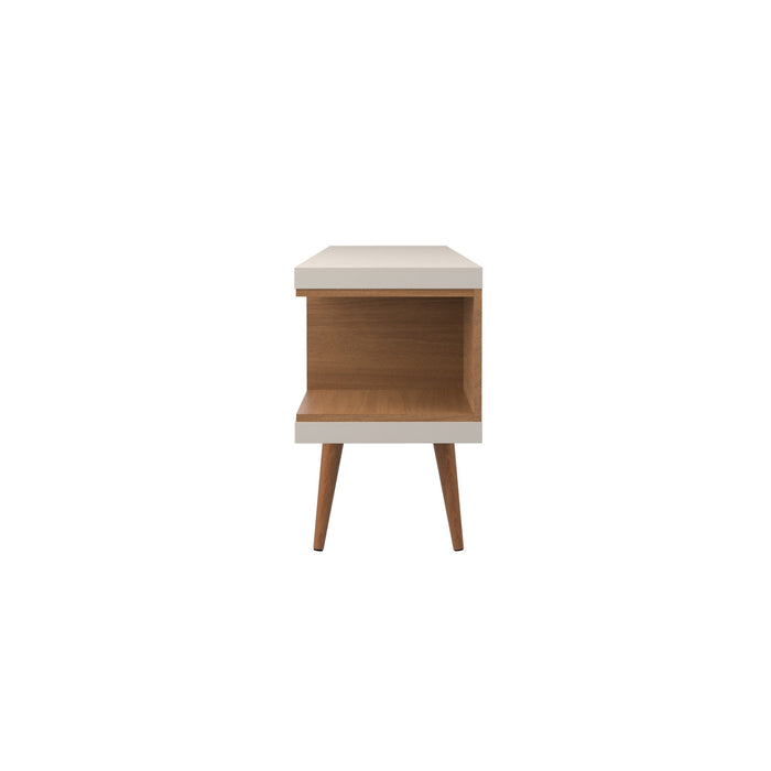 Manhattan Comfort Utopia 53.14\" TV Stand with Splayed Wooden Legs & 4 Shelves - Off White & Maple Cream