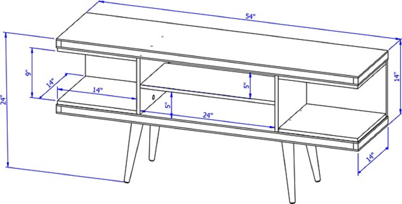 Manhattan Comfort Utopia 53.14\" TV Stand with Splayed Wooden Legs & 4 Shelves - White Gloss & Maple Cream