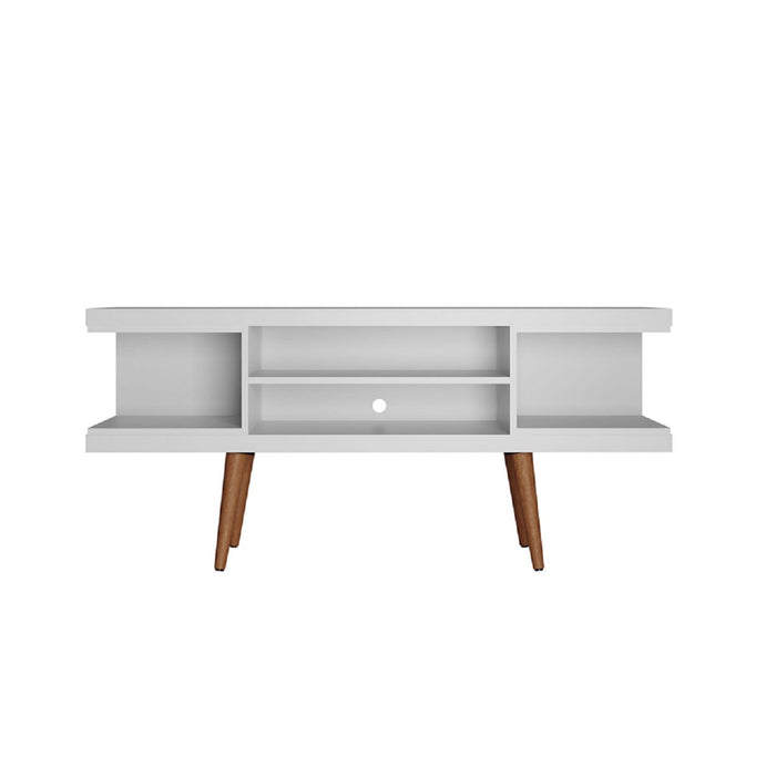 Manhattan Comfort Utopia 53.14\" TV Stand with Splayed Wooden Legs & 4 Shelves - White