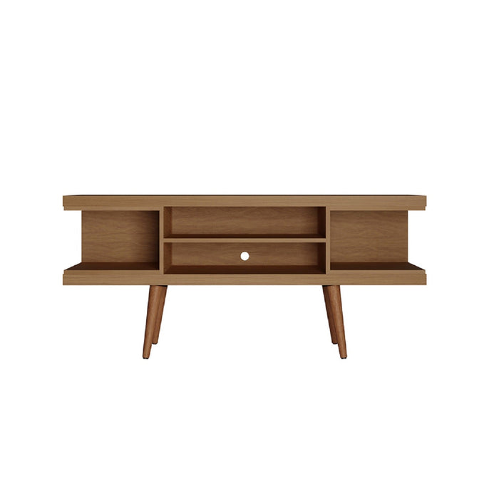 Manhattan Comfort Utopia 53.14\" TV Stand with Splayed Wooden Legs & 4 Shelves - Maple Cream