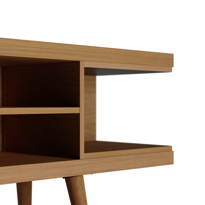 Manhattan Comfort Utopia 53.14\" TV Stand with Splayed Wooden Legs & 4 Shelves - Maple Cream