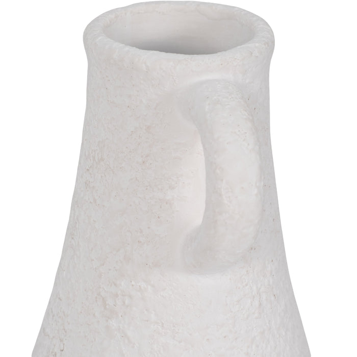 Dolomite 12\" Rough Textured Bottle Vase - White