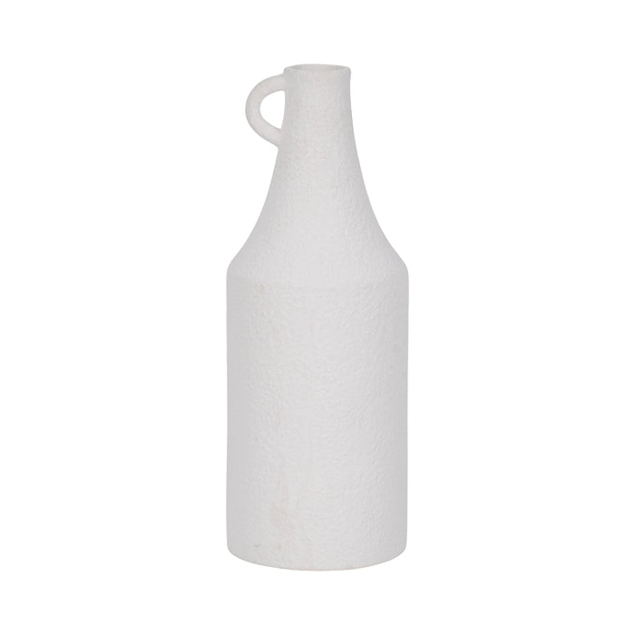 Dolomite 12\" Rough Textured Bottle Vase - White