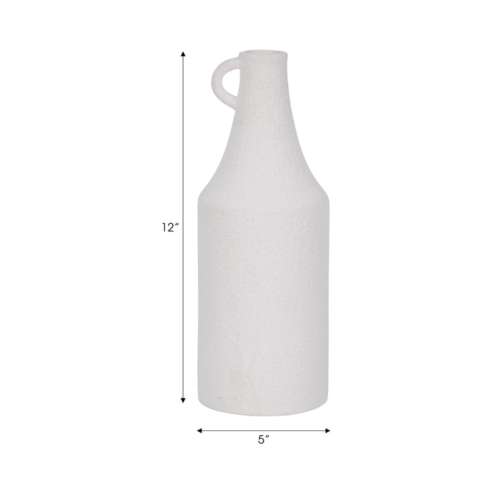 Dolomite 12\" Rough Textured Bottle Vase - White