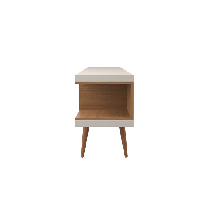 Manhattan Comfort Utopia 70.47\" TV Stand with Splayed Wooden Legs & 4 Shelves - Off White & Maple Cream