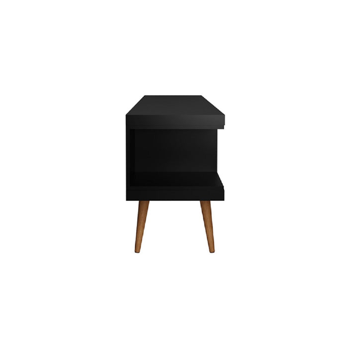 Manhattan Comfort Utopia 70.47\" TV Stand with Splayed Wooden Legs & 4 Shelves - Black