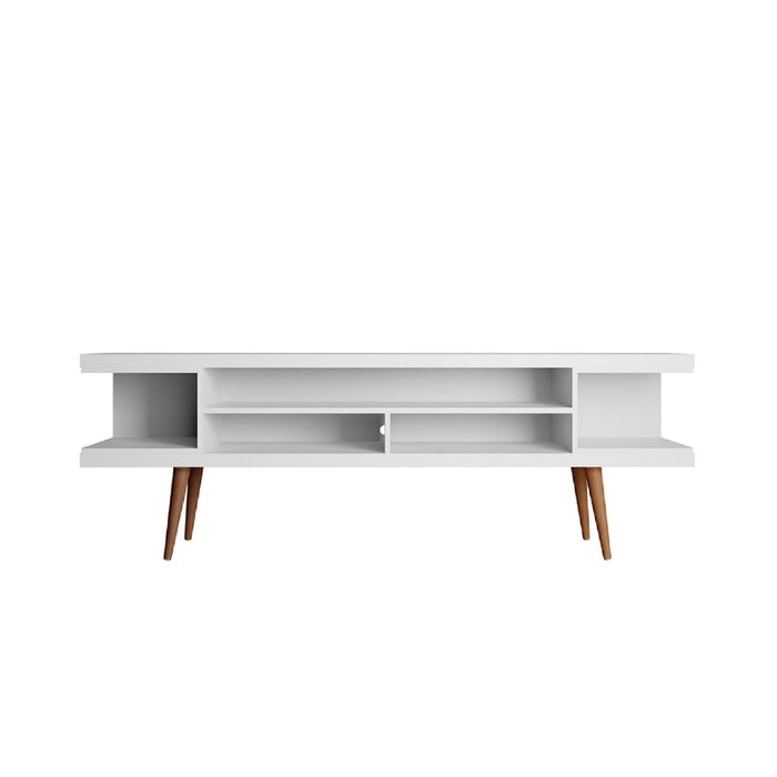Manhattan Comfort Utopia 70.47\" TV Stand with Splayed Wooden Legs & 4 Shelves - White