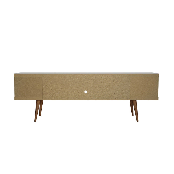Manhattan Comfort Utopia 70.47\" TV Stand with Splayed Wooden Legs & 4 Shelves - White