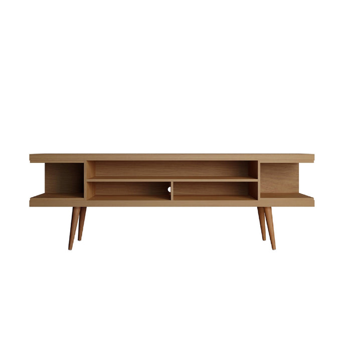 Manhattan Comfort Utopia 70.47\" TV Stand with Splayed Wooden Legs & 4 Shelves - Maple Cream