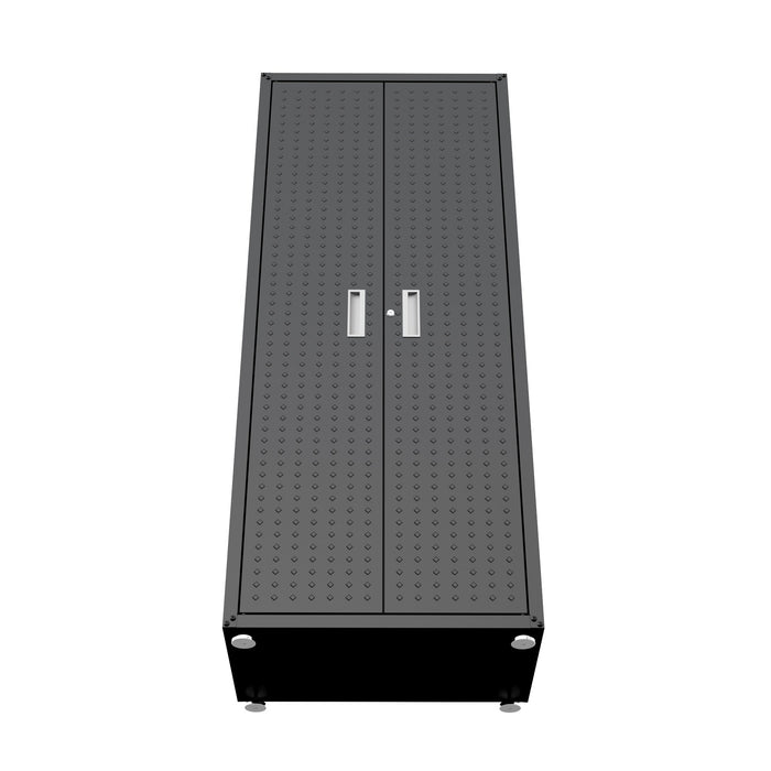 Manhattan Comfort Fortress Textured Metal 75.4\" Garage Cabinet with 4 Adjustable Shelves - Charcoal Grey
