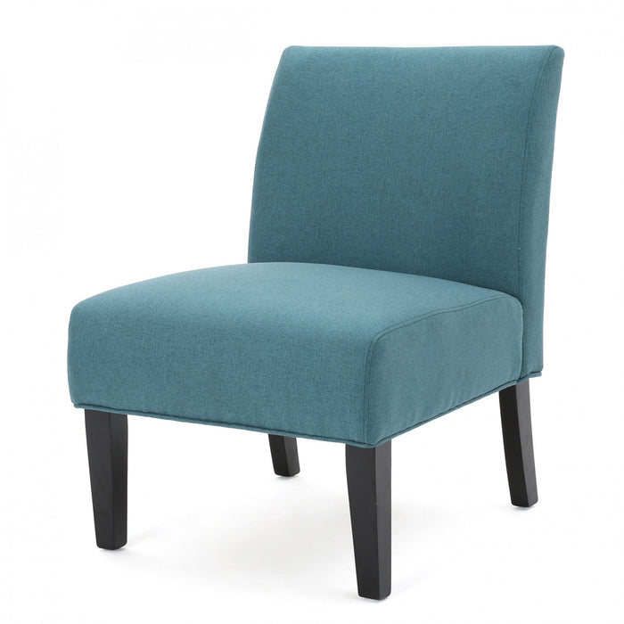 Oliver Linen-look Fabric Accent Chair With Rubberwood Legs - Teal 