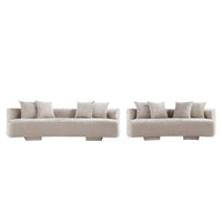 Verandah Mid-Century Modern 2-Piece Sofa Set in Beige 