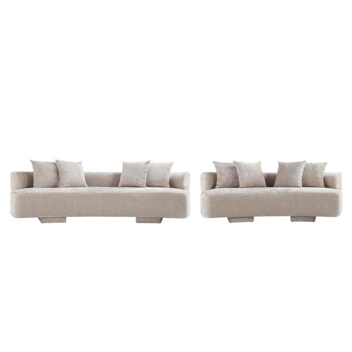 Verandah Mid-Century Modern 2-Piece Sofa Set in Beige 
