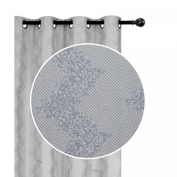 Jacquard Panel Chevron Silver 96\" - Set of 2 Drapes and Blinds