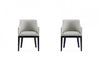Gansevoort Modern Wood Vegan Leather Armchair in Stone Gray - Set of 2 Dining Chair 