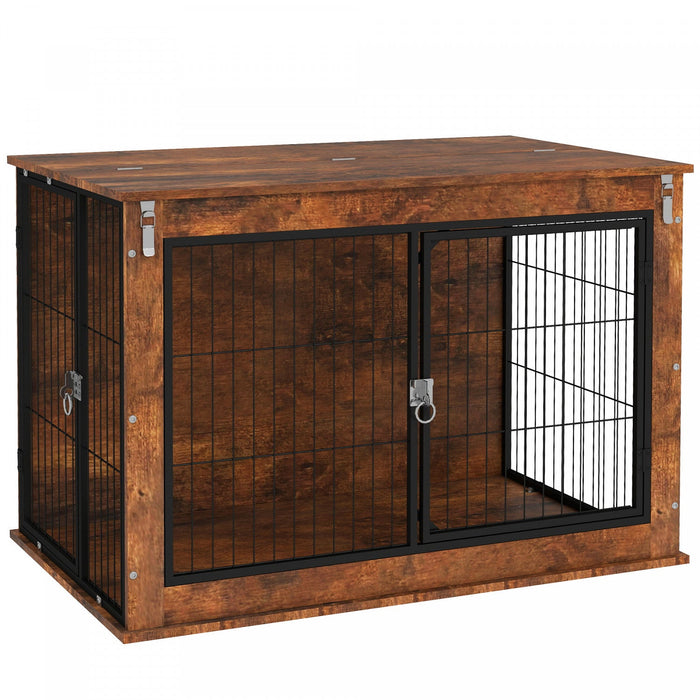 Pawhut Dog Crate Furniture, 39\" Dog Kennel Furniture With Flip-up Top Opening, 2 Doors, Indoor Dog C