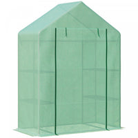 Outsunny Walk In Greenhouse For Outdoor, Portable Gardening Plant Grow House With 2 Tier Shelf, Roll