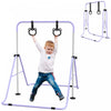Qaba Gymnastics Bar For Kids, 35"-50" Adjustable Height Foldable Horizontal Bar With Gymnastics Rings, Non-slip Rubber Floor Rings, For Home Training Equipment, Purple