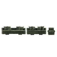 Verandah Mid-Century Modern 3-Piece Sofa Set in Olive Green