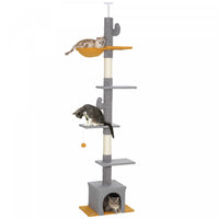 Pawhut Floor To Ceiling Cat Tree, Cat Tower With 90.5