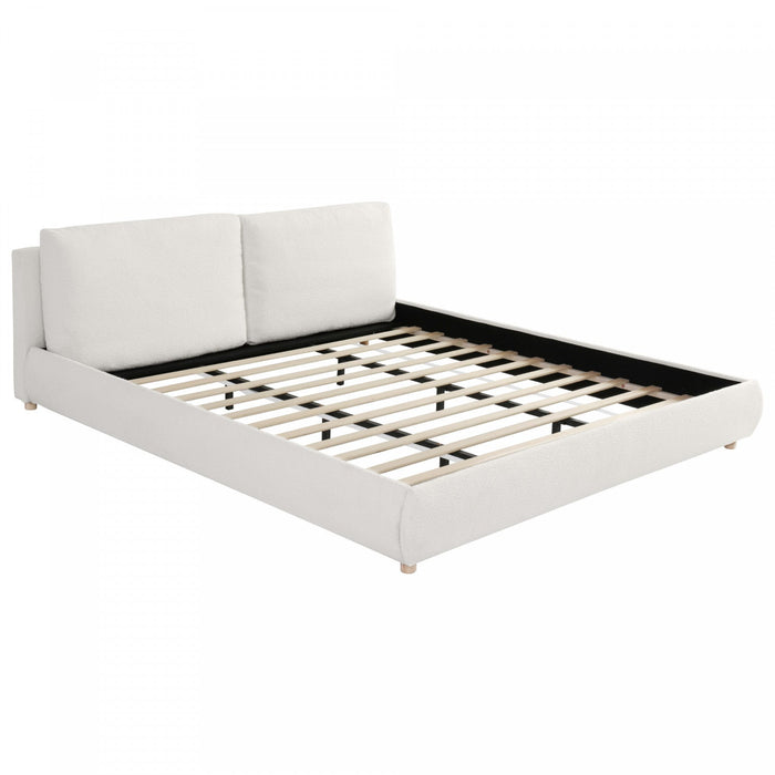Ava Upholstered Bed with Loop-Pile Fabric,King Size - Light Beige 