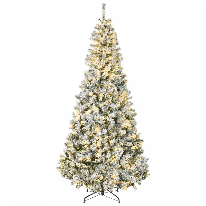 Homcom 7.5ft Snow Flocked Artificial Christmas Tree With Lights