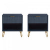 Dumbo Modern 20\" Fluted Nightstand in Midnight Blue (1-Drawer) - Set of 2 