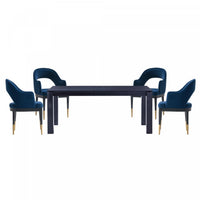 Carrington and Rockaway Modern Industry Chic 5-Piece Dining Set in Midnight Blue and Black 