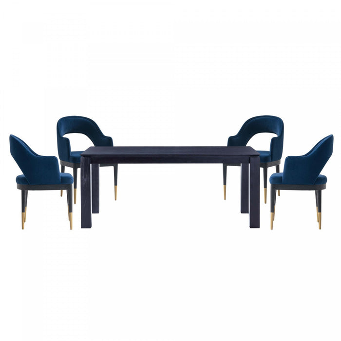 Carrington and Rockaway Modern Industry Chic 5-Piece Dining Set in Midnight Blue and Black 