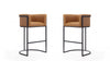 Cosmopolitan Mid-Century Modern Metal Upholstered Barstool in Camel - Set of 2 Bar Stool 