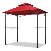 8' X 5' Bbq Grill Gazebo 2-tier Barbecue Canopy Vented Top Shelves Shelter Wine