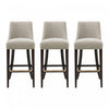 Beever Modern Chenille Wood Upholstered Barstool in Taupe - Set of 3 Bar Stool 