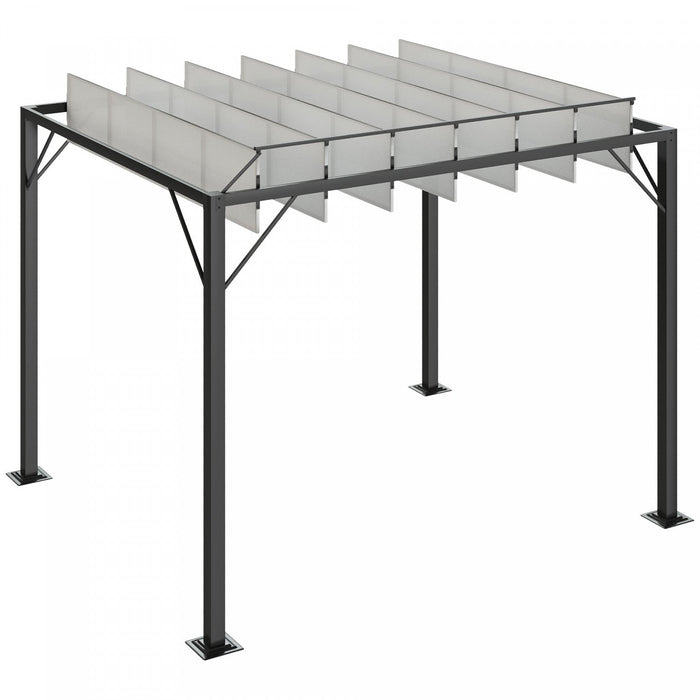 Outsunny 8' X 10' Pergola Shade Metal Patio Gazebo Sun Shade Shelter With Adjustable Breathable Mesh