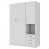 Lydia 47.2\" 2-doors Wooden Wardrobe Storage With Shelves And 3 Drawers - White 
