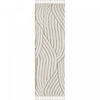 Quinto Brushed Beige Waves Shag Area Rug - 2'7