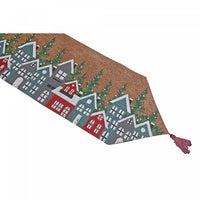 Tapestry Table Runner Winter Village 36
