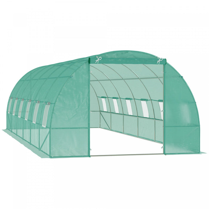 Outsunny 26.2' X10' X 6.7' Large Walk In Tunnel Greenhouse Garden Plant Seed Green House Premium Ste