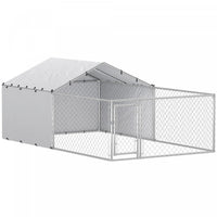 Pawhut Outdoor Dog Kennel With Waterproof & Uv-resistant Cover, Dog Run With Secure Lock For Small Medium Large Dogs, 13.1' X 7.5' X 4.9'