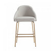 Gracie Modern Metal Upholstered Counter Stool in Stone Gray and Gold Bar Stool 