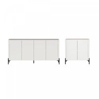 Abbey Modern 2-Piece Buffet and Accent Cabinet in Maple and Off White