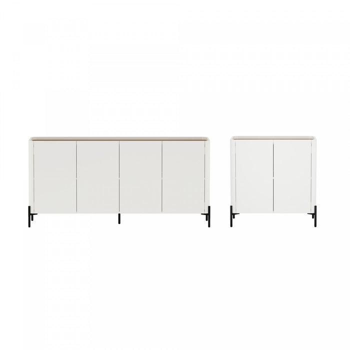 Abbey Modern 2-Piece Buffet and Accent Cabinet in Maple and Off White 