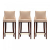 Shubert Modern Wood Upholstered Barstool in Tan - Set of 3 