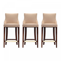 Shubert Modern Wood Upholstered Barstool in Tan - Set of 3