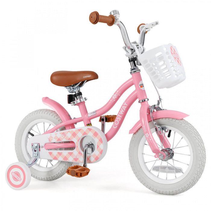 Costway 12" Kid's Bike For 3-4 Years Old Children Bicycle With Front Handbrake Red