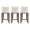 Shubert Modern Wood Upholstered Barstool in Ivory - Set of 3 