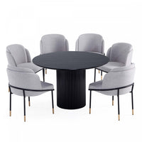 Flor and Hathaway Modern Industry Chic 7-Piece Dining Set in Gray and Black 