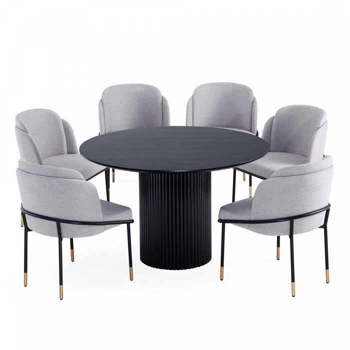 Flor and Hathaway Modern Industry Chic 7-Piece Dining Set in Gray and Black 