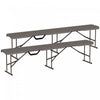 Outsunny 6 Ft Plastic Folding Bench, Portable Bench Seat, Distressed Brown